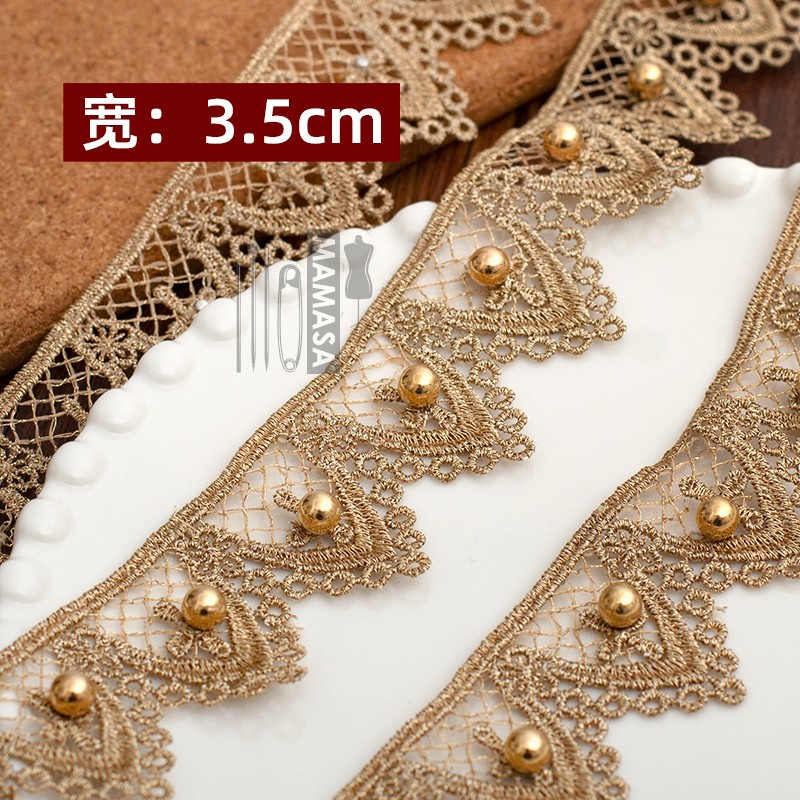 hilo de oro bordado soluble en agua rosa oro encaje encaje DIY ropa hecha a mano lolita accesorios fabricantes al por mayor