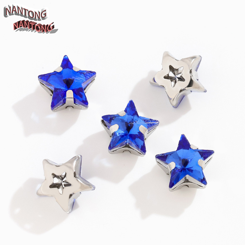 手縫い五芒星爪ドリルガラスクリスタル手縫いドリル DIY ウェディングドレス素材ホワイト K 穴付きドリルアクセサリー|undefined