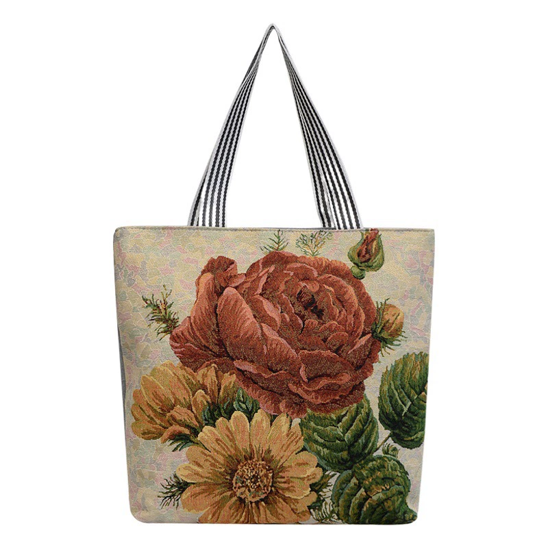 2025 Новая золотая шелковая тканевая сумка, модная корейская трендовая повседневная сумка-тоут, сумка на плечо, женская холщовая сумка с креативным узором