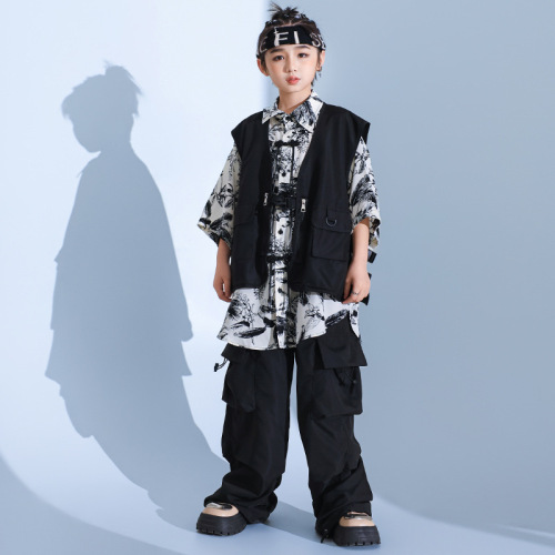 Girls' Jazz Dance Costume Cool Japanese Street Dance Performance Suit Set Children's Hip-Hop Hiphop Fashion Show Stage Trend