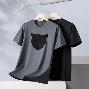 2025 New Summer Style Male Youth Plus Size Half-Sleeved Fashionable Casual Round Neck Short-Sleeved T-Shirt