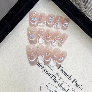 Naizi Pure Manual Phototherapy Wearing Jiashan Tea Story Wholesale Finished Reusable Nail Art Patch Removable