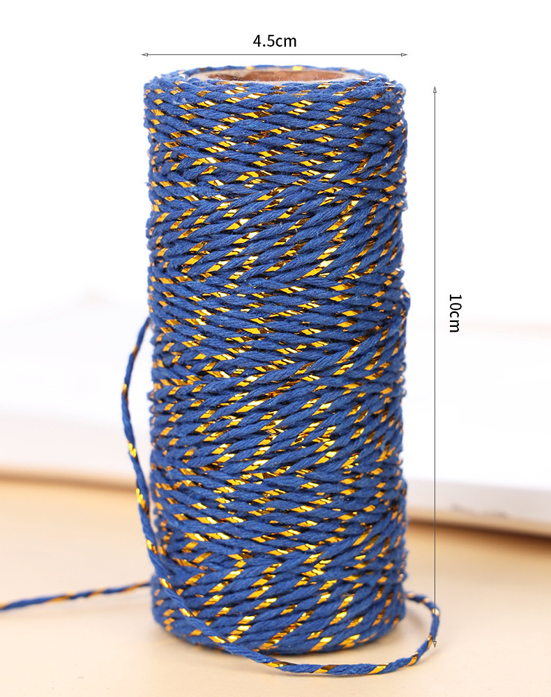 사파이어 블루 골드 실크 코튼 로프 * 1.5mm * 50m/롤