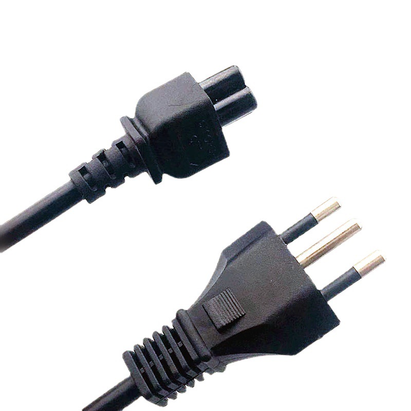 供应 三芯巴西插头电源线带梅花尾 巴西三插电源线