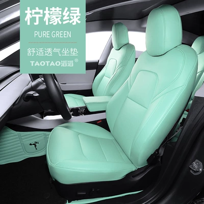 Seat cushion, seat cover, Suitable for Tesla 3 model3 - mint-green-standard-thickness-nappa-leather-rear-full-package