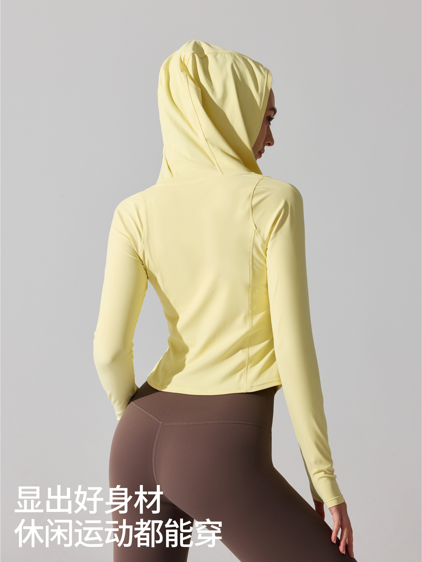 Europa y Estados Unidos chaqueta deportiva transfronteriza de mujer ligera y seca de mangas largas con sombrero con cremallera de fitness ropa de yoga delgada chaqueta de carrera image 4