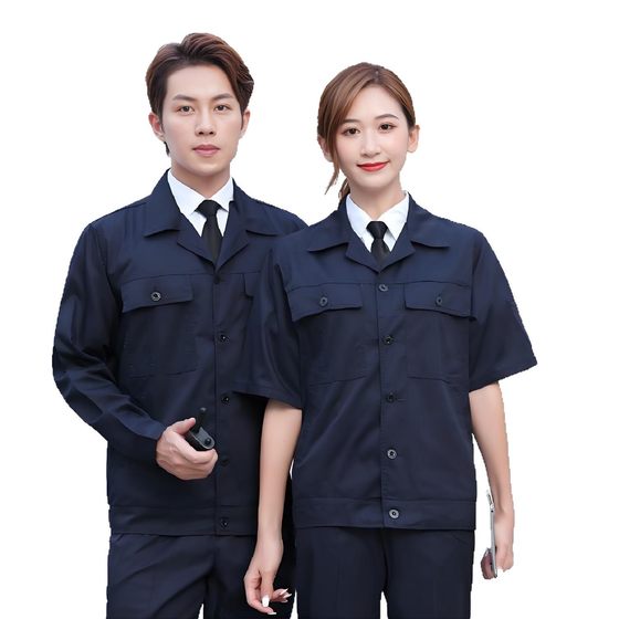 Labor Protection Clothing Men's Suit Button Pure Cotton Short-sleeved Labor Protection Work Clothes Wear-resistant Dirty-resistant Work Clothes Summer Thin New