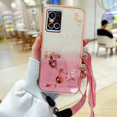 渐变永生花挂绳款适用于VIVOS10S10E长短手机壳9S9E全包式