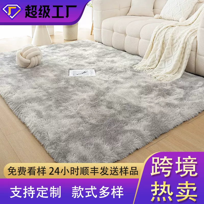定制丝毛客厅地毯长毛绒卧室床边毯易打理地垫大面积全铺地毯跨境