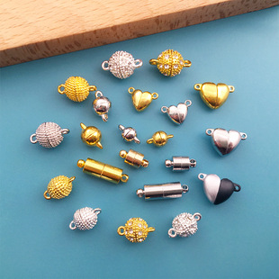 1 gold cylindrical magnet buckle DIY handmade jewelry Gold necklace bracelet iron-sucking stone tail connection buckle