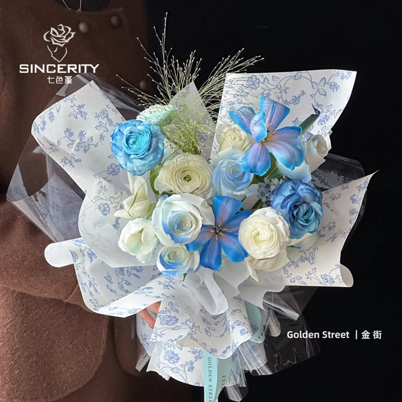 Papel de arte floral Papel kraft retro europeo Bolso floral Papel de flores Ramo de papel de regalo Pictorial Papel de arte Nostalgia