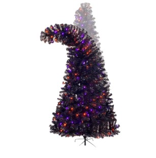 Halloween Christmas Decoration 1.8m Black Pvc Automatic Tree Tie Purple Lights Pre-Installed Led Lights Christmas Tree