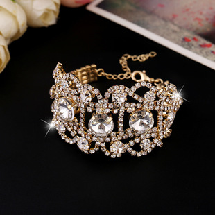 Fashionable high-end atmospheric color-preserving gold with diamonds white crystal zircon claw chain bracelet for women, non-allergenic, welcome to order