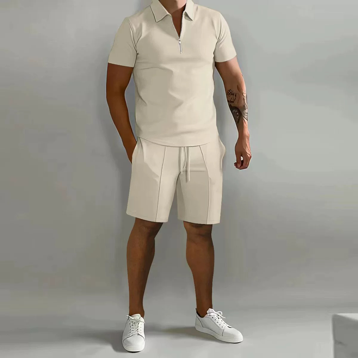 Ensemble été homme polo et short décontracté respirant et léger_voghion.com