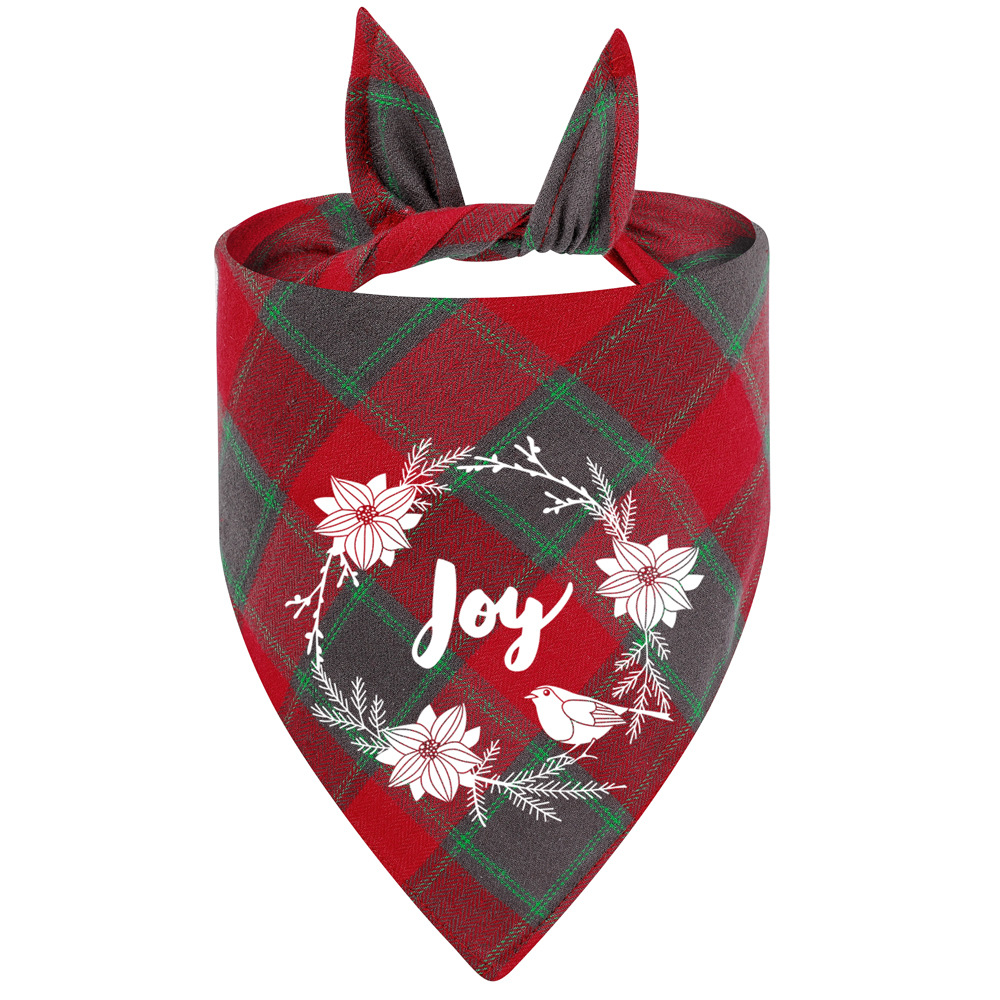 Fabricante en stock transfronterizo exclusivo algodón plaid mascota toalla triángulo perro saliva toalla Navidad mascota saliva toalla