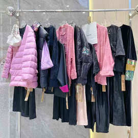 水墨生香品牌撤柜系列货24冬奢华鹅绒服羊绒大衣品牌尾货批发外贸