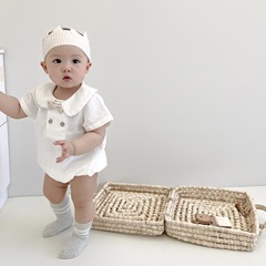 2024 summer new baby jumpsuit ins style baby British style harem baby outing coveralls