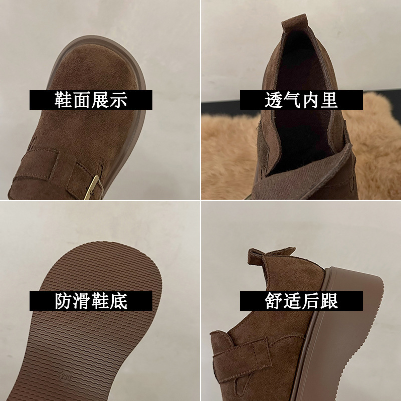 厚底增高勃肯鞋女2025春季新款懒人一脚蹬复古博肯单鞋休闲乐福鞋|undefined