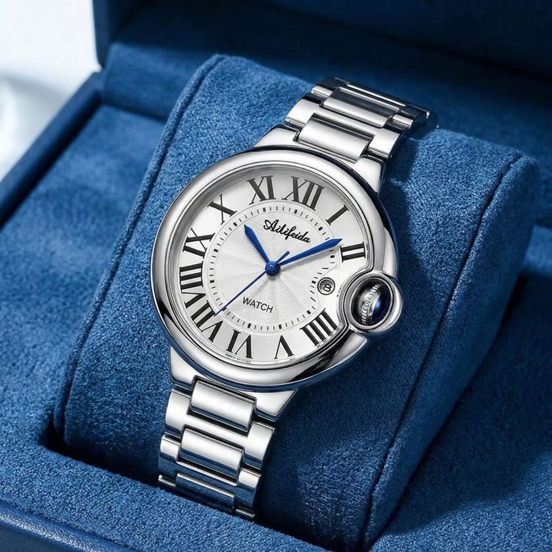 Business Fake Mechanical Balloon Quartz Watch for Men with Hollow Back Cover, Waterproof Calendar Watch, Tiktok Live Streaming, Dropshipping