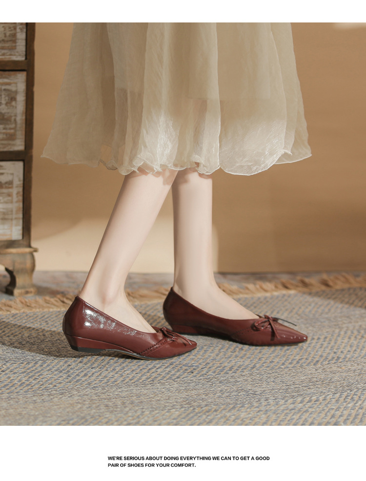 Giày cao gót nữ mũi nhọn gót wedge kiểu Pháp, gót thấp đa năng, miệng giày nông — màu đen chi tiết 20