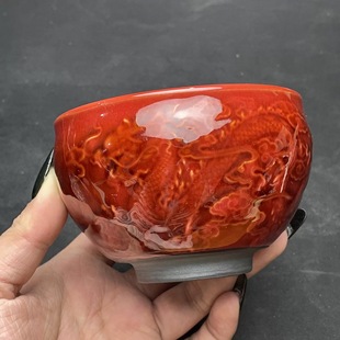 Jianyang Jianzhan Ox Blood Red Dragon and Phoenix Auspicious General Cup Jian Kiln Tea Cup Handmade Wood-Fired Master Cup Tea Cup for Delivery