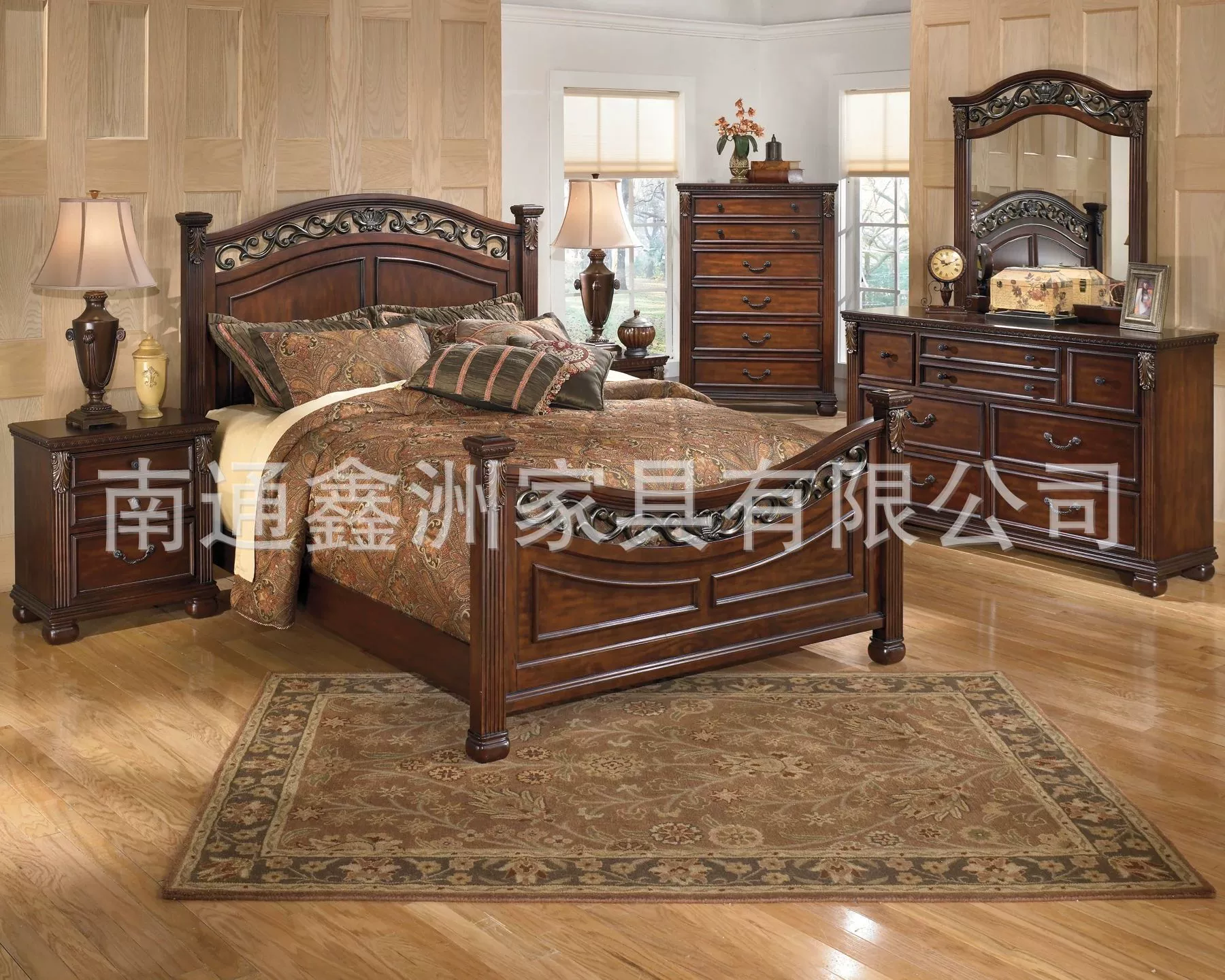 Кровать в стиле США светлая и роскошная древесина 1,8 м двуспальная кровать скандинавская минималистская мебель Французский деревенский дуб высококлассная мебель