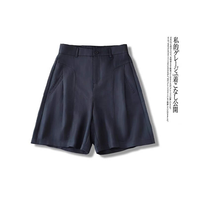 テンセルリネン薄手ワイドレッグパンツ女性用2025夏新作ハイウエストゆったり痩身ヒップカバーアラインメントショーツ|undefined