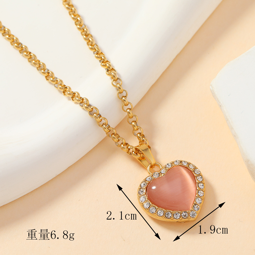 Colgante único, fundición de acero inoxidable, joyería de lujo ligera, amor, ovalado, gemas de colores, diamantes completos, accesorios de collar de bricolaje