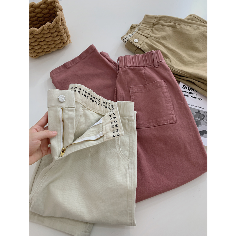 Fitted autumn denim trousers