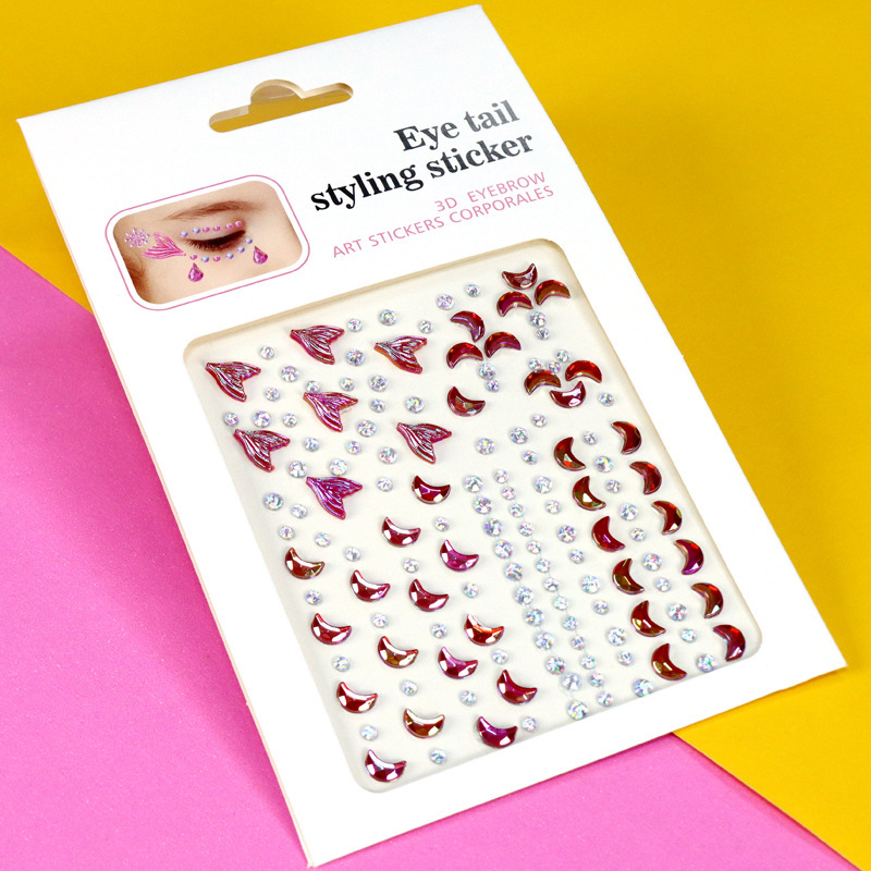 Pegatinas de Pedrería para Maquillaje Facial y Ojos de Resina Autoadhesivo Brillante para Maquillaje Facial y Ojos