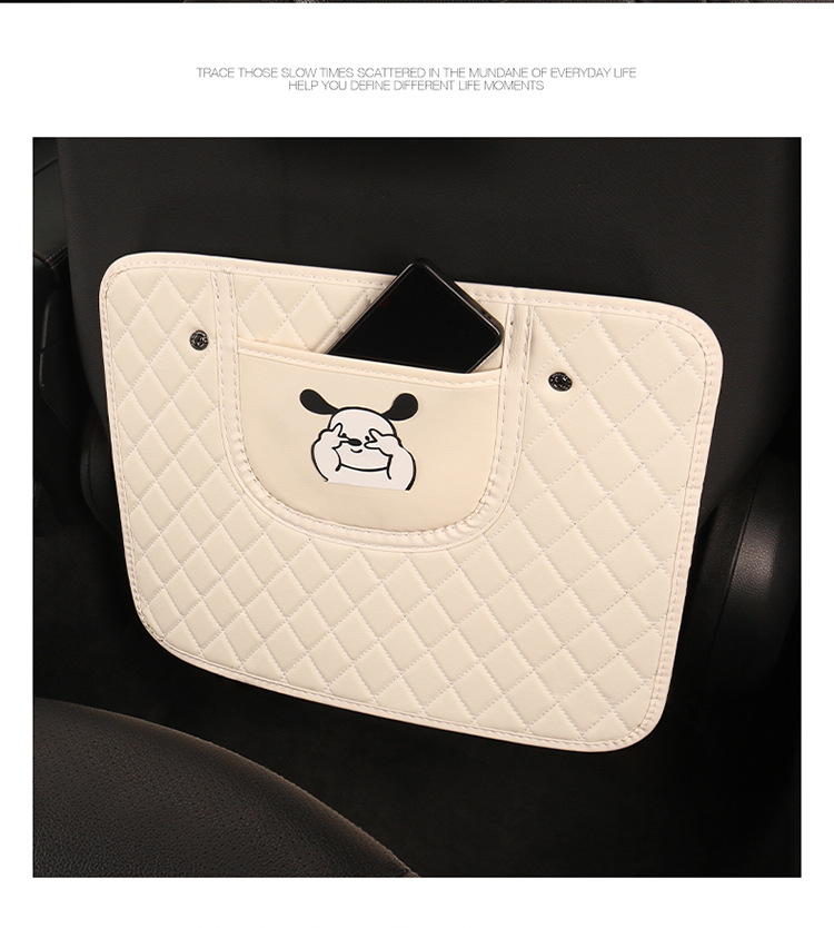 Cartoon Anti-Kick Pad for Car Seat Back, Rabbit and Dog Embroidered Anti-Kick Mat, Car Seat Cushion Cartoon