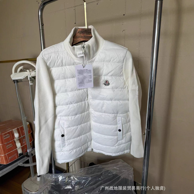 2025新款M家立领羊毛针织拼接秋冬轻薄短款羽绒棉服男时尚薄款|undefined