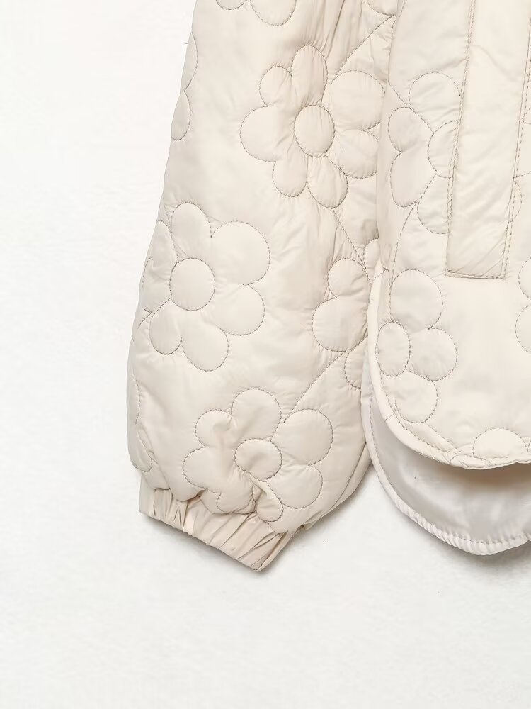 Damenbekleidung Herbst Winter neue blumenbedruckte Baumwolljacke_voghion.com