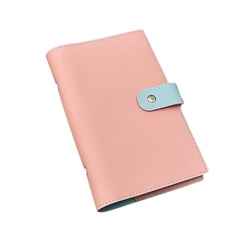 Cuaderno creativo A6 personalizado de hojas sueltas, planificador de alta estética con anillas desmontables de 6 orificios, diseño con bloques de color.