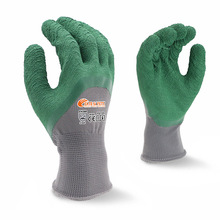 工业绿色定制Logo建筑防滑工人专用乳胶皱纹涂层手套 Ce En 388