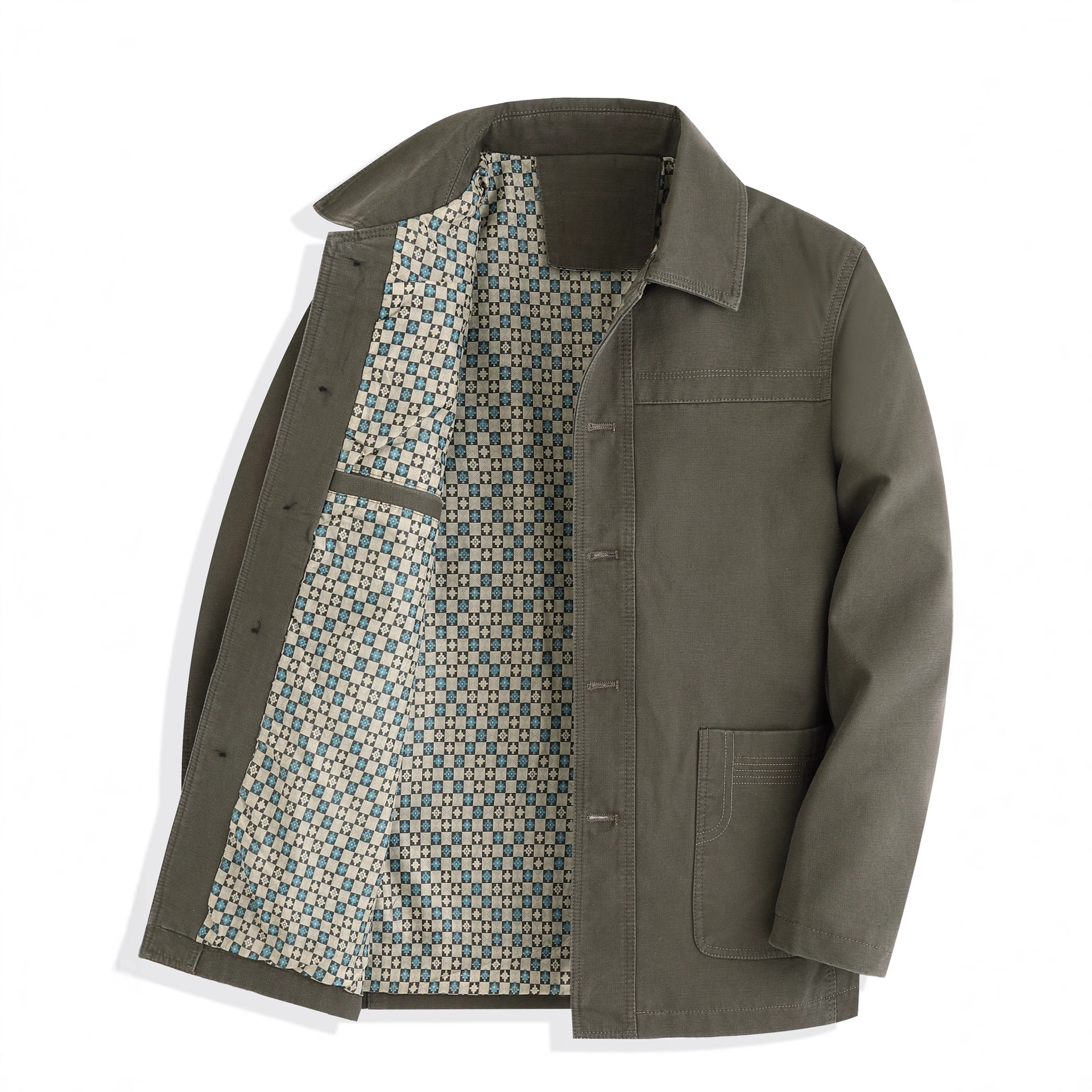Dad's Cotton Jacket Spring and Autum Middle-Aged Men's Autum Lapel Button Top Middle-Aged and Elderly Mid-Length Jacket