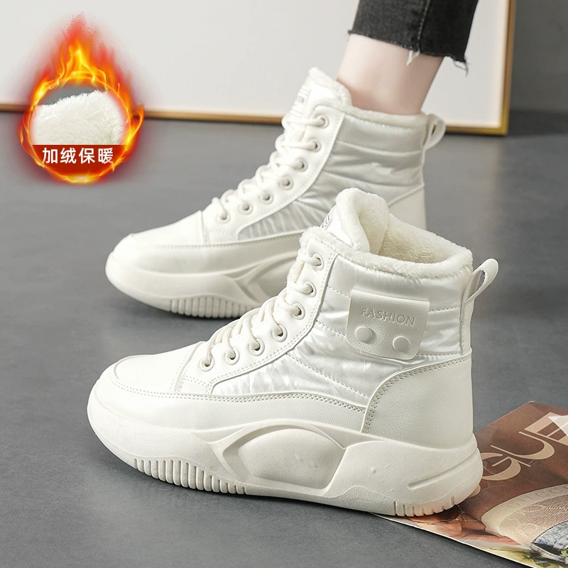 Высокие женские туфли, осень-зима 2023, новые универсальные хлопковые туфли на флисовой подкладке, женская обувь, короткие зимние ботинки YB-6022