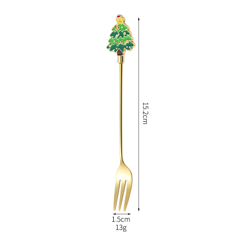 クロスボーダー新しいクリエイティブクリスマススプーン 304 ステンレス鋼クリスマス食器漫画クリスマスギフトボックスセットスプーンとフォーク|undefined