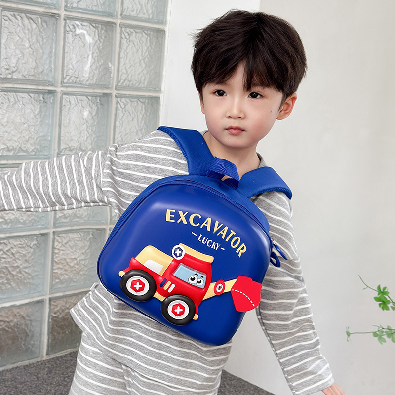 Cute jardín de infantes mochila de bebés excavadora de dibujos animados mochila para niños y niñas 2025 nueva mochila de cáscara de huevo para niños