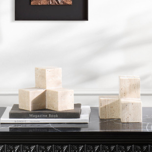Yellow Cave Stone Marble Geometric Decorative Ornaments Advanced Sense Modern Style Living Room Desktop Soft Decoration Art Decoration