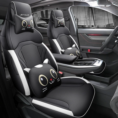 Perforated Leather Special Seat Cover, Modelə uyğun (Original) oturacaq örtükləri - black-and-white-cartoon-version-note-the-model-year-rear-half-pack
