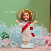 跨境圣诞复活节礼物卡通升天摇头公仔弹簧摆件树脂室内家居装饰品