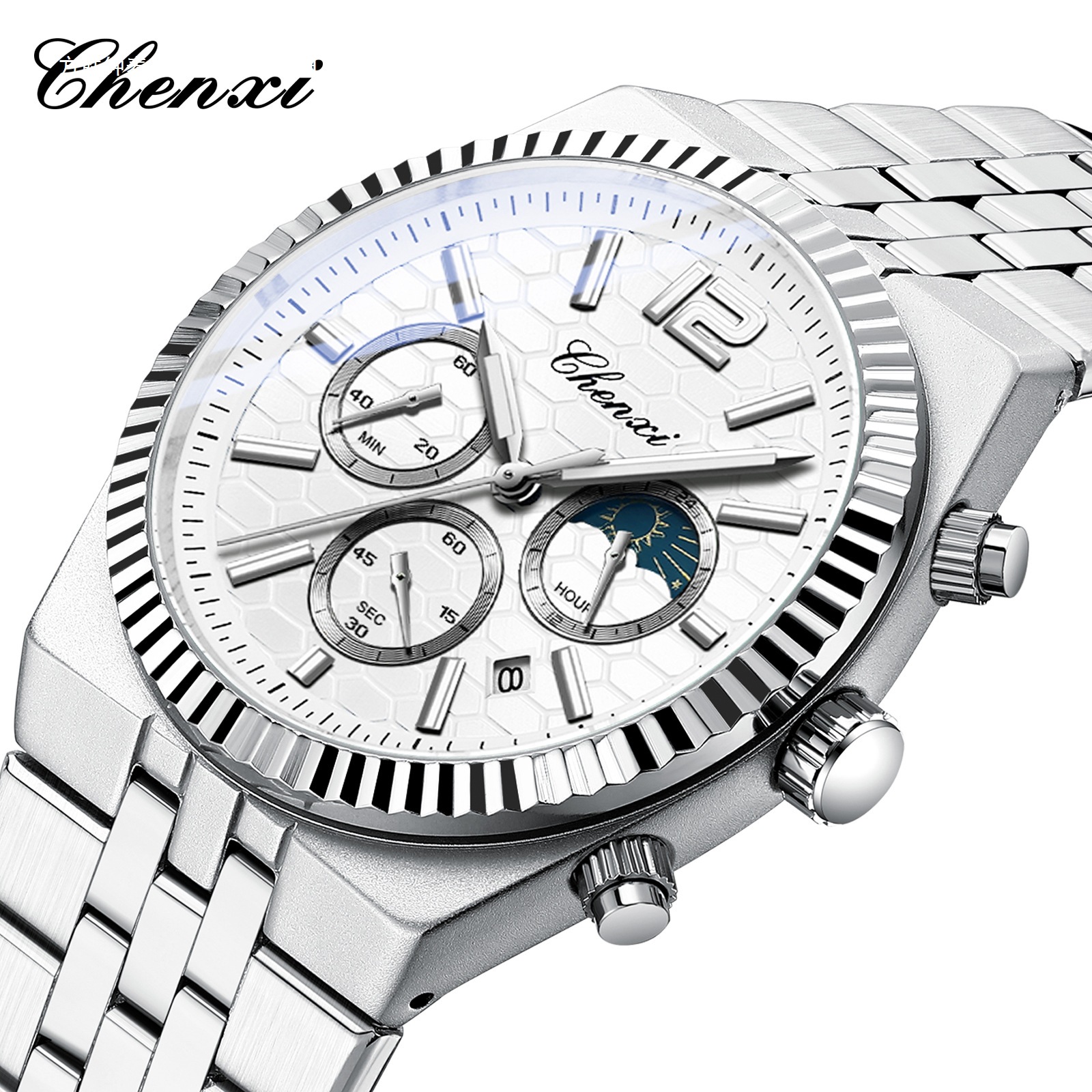 Chenxi/Chenxi Fashionable Multifunctional Men's Watch Cross-Border Popular Calendar Three-Eye Luminous Waterproof Quartz Watch