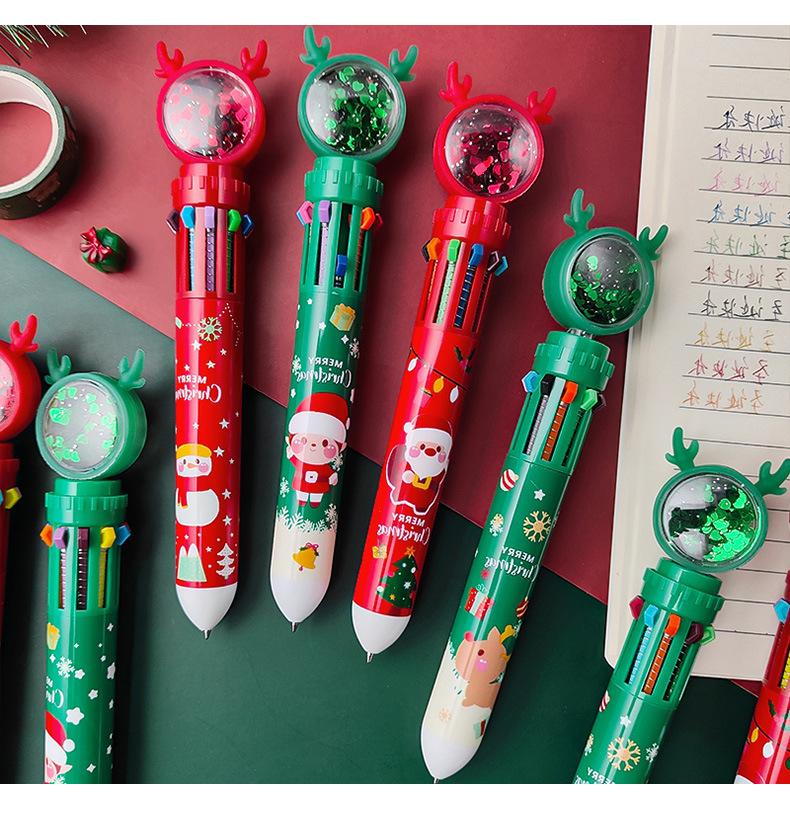Multi-farbe Kreative Weihnachten Student Schreibwaren 10 Farben Kugelschreiber display picture 3