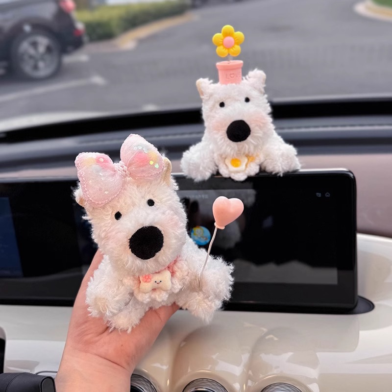 Decoración de coche de West Highland, accesorios de coche, pantalla de control central, muñeca de fiesta, pantalla de visualización de cachorro, linda decoración de pantalla