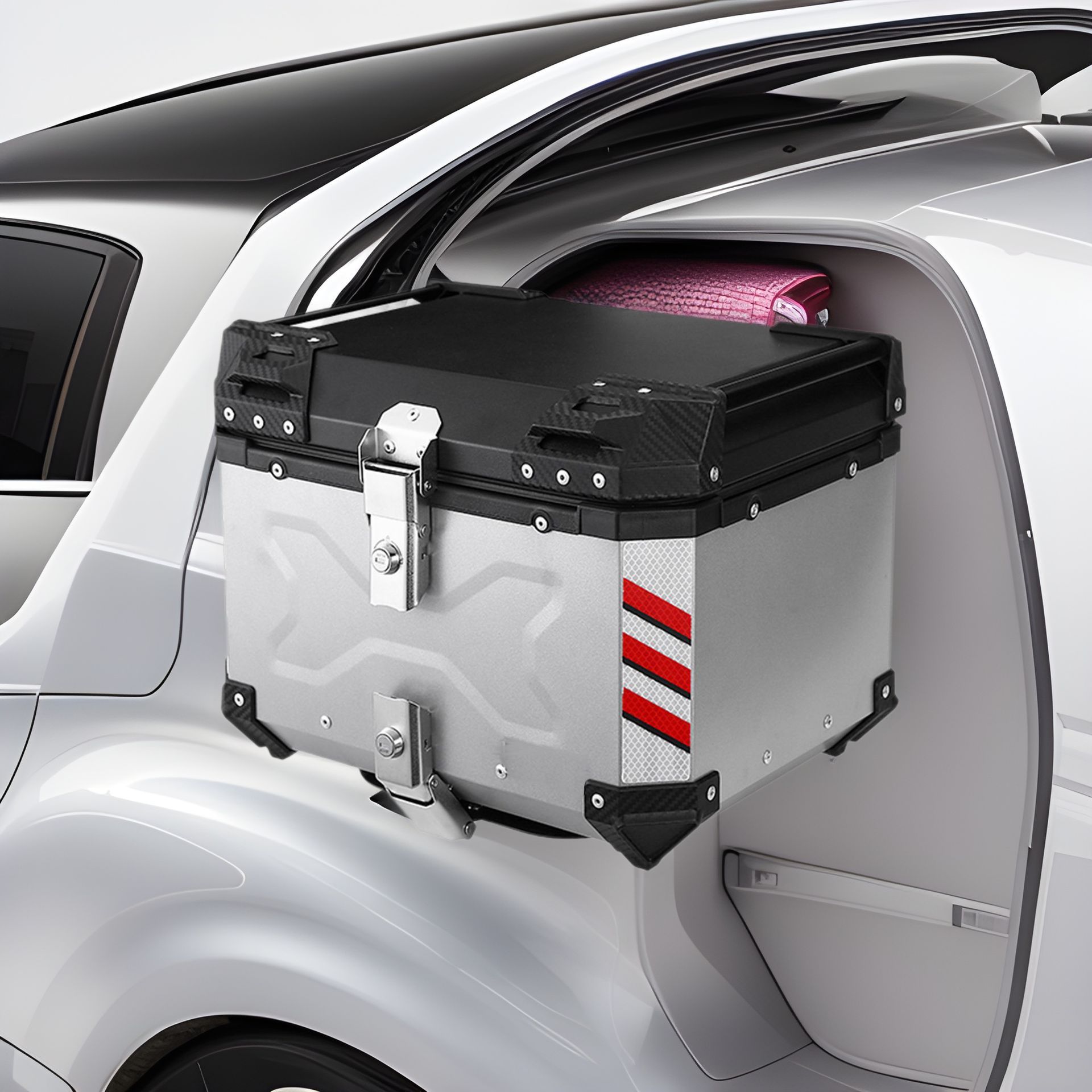 Baja trasera de aleación de aluminio de motocicleta, baja trasera de automóvil eléctrico de gran capacidad, pedal de baja trasera para llevar, caja de automóvil de batería