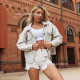 European and American style 2025 spring new high-grade simple solid color plus size Denim coat lace-up women's Denim coat