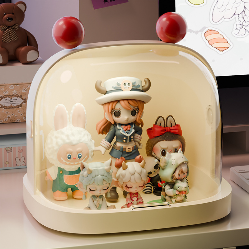 泡泡玛特盲盒收纳展示架透明带盖手办收纳盒娃娃玩具展示盒高级感|undefined