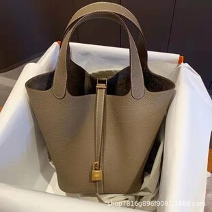 Leather basket, shoulder bag, cowhide, genuine leather