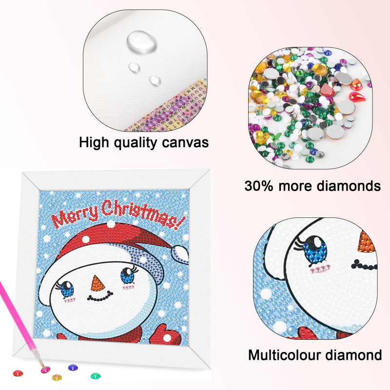 Diamante 5D dibujos animados transfronterizos para niños Papá Noel lindo muñeco de nieve DIY diamante pegatinas tamaño taladro
